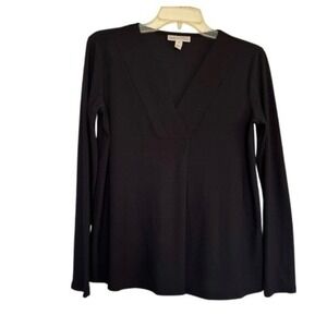 Dana‎ Buchman Women's Blouse Small NWT Mineral Black Top Long Sleeve